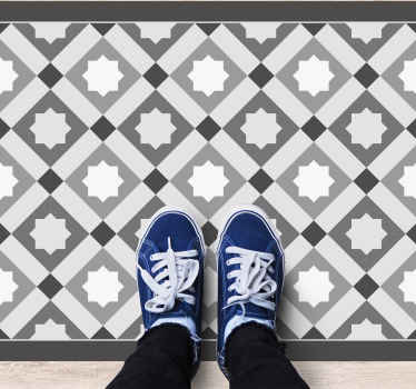 Gray starry tiles mosaic vinyl rug - TenStickers