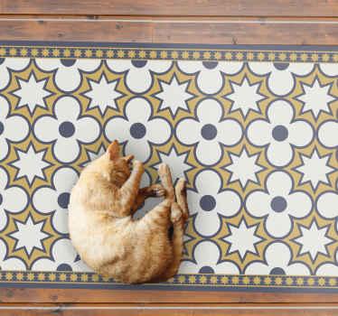 Alfombra vinílica hidráulica arreglo de mosaico de estrellas - TenVinilo