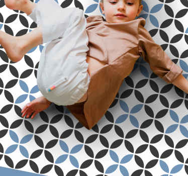 Mavi dairesel desenin üstünü kapla geometrik pvc halı - TenStickers