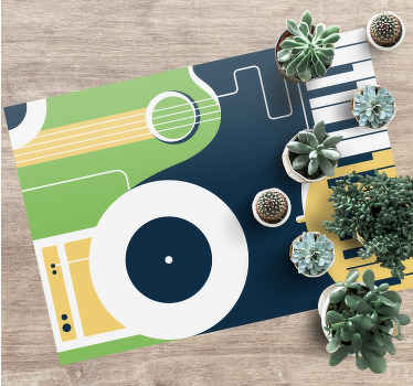 Alfombra vinílica rectangular motivo de instrumento musical - TenVinilo