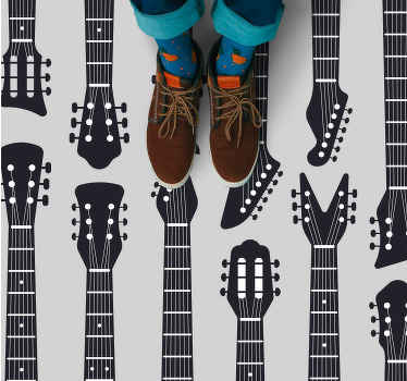 Guitar Silhouettes living room vinyl rug - TenStickers