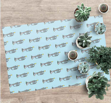 Blue metallic small trumpet pattern rug - TenStickers