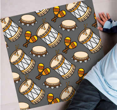 Tapete de vinil quadrado com motivos de percussão - TenStickers