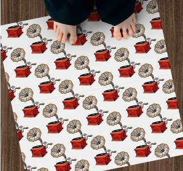 Alfombra vinilo cuadrada Patrón de gramófono retro - TenVinilo