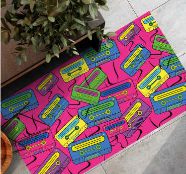 Alfombra vinílica juvenil motivo de casete vintage - TenVinilo