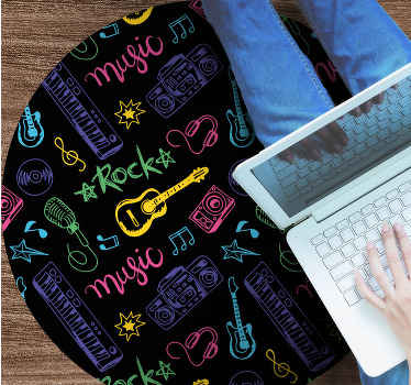 Alfombra vinílica juvenil patrón de iconos musicales - TenVinilo