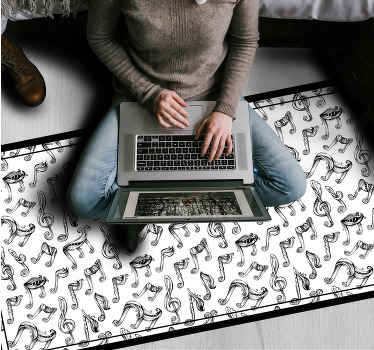 Alfombra vinílica juvenil diseño de nota musical - TenVinilo