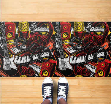 Cartoon musical instruments rectangular rug - TenStickers