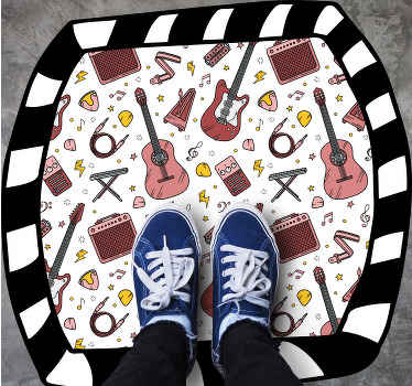 Vit och svart mönster fyrkantig vinylmatta - Tenstickers