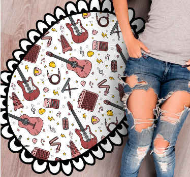 Alfombra vinílica infantil motivo de elementos musicales - TenVinilo