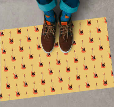 Rocking Guitar Pattern teenage bedroom vinyl rug - TenStickers