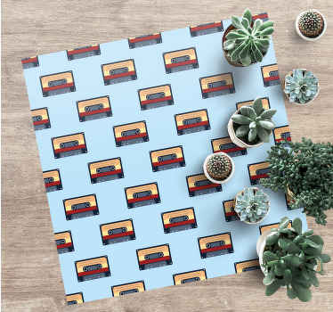 Musikksymboler for retrokassetter Vinyl teppe firkant - Tenstickers