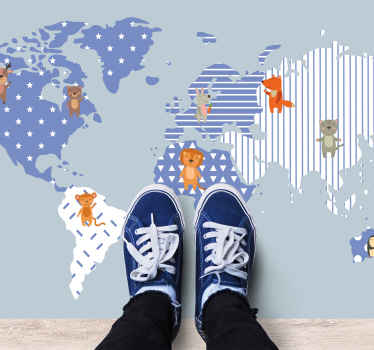 rôzne vinylové koberce pre deti dobrodružstvo na mape sveta - Tenstickers