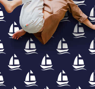 Marineblå nautisk mønster stuetæppe - TenStickers