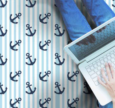 Navy blue vertical stripes pattern floor tiles - TenStickers