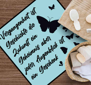 Vinylteppich Spruch Schwarzer text jeder moment ist ein geschenk - TenStickers