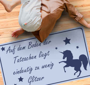 Vinylteppich Spruch Einhorn mit sternen und text - TenStickers