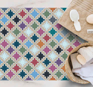 Mosaik vinyl tæppe livlig blomsterkomposition - TenStickers