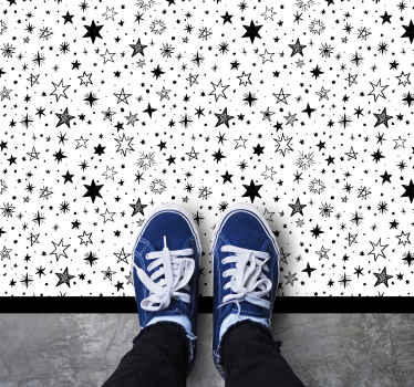 Black star white background rectangular rug - TenStickers