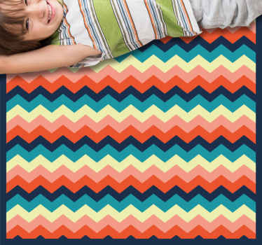 Vibrant Chevron Motif star vinyl rug - TenStickers