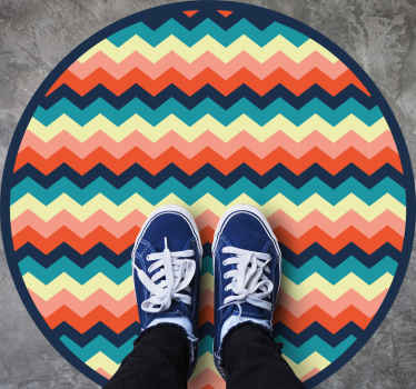 Colourful Chevron Pattern geometric vinyl rug - TenStickers