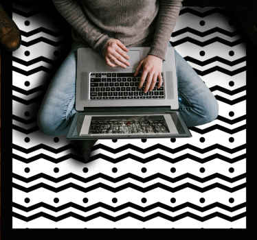 Covor pătrat din vinil cu linii în zig-zag alb-negru - TenStickers