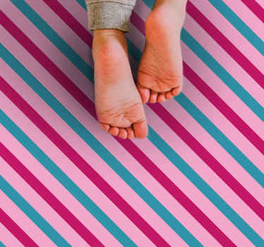 复古蓝色和粉红色图案方形乙烯基地毯 - TenStickers