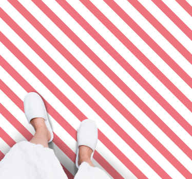 Alfombra vinílica rayas patrón rosa y blanco - TenVinilo