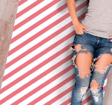 Vaaleanpunainen ja valkoinen vinoraitamatto - Tenstickers