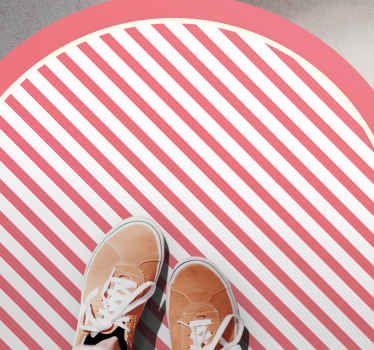 Vaaleanpunaiset ja valkoiset vinoviivatraidat vinyylimatto - Tenstickers