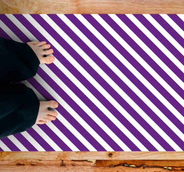 Alfombra vinilo rectangular Patrón vertical blanco y morado - TenVinilo