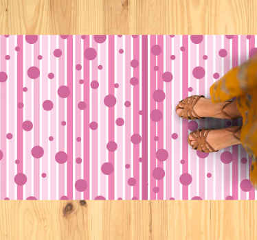 Alfombra vinílica rayas puntos rayados rosas - TenVinilo