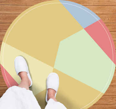 Pastel geometriske farveblokke cirkulært tæppe - TenStickers