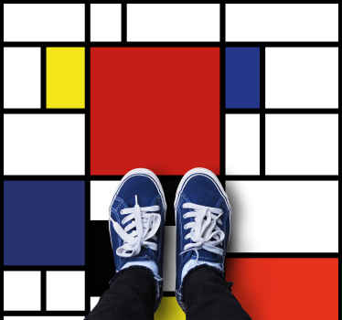 Abstrakte farveblokke firkantet vinyltæppe - TenStickers