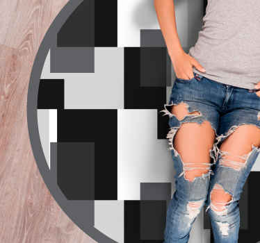 Alfombra vinilo redonda Bloques de color blanco y negro - TenVinilo