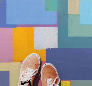 Abstrakt maleri farverige firkanter vinyltæppe - TenStickers