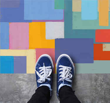 Abstrakt maleri farverige firkanter tæppe - TenStickers