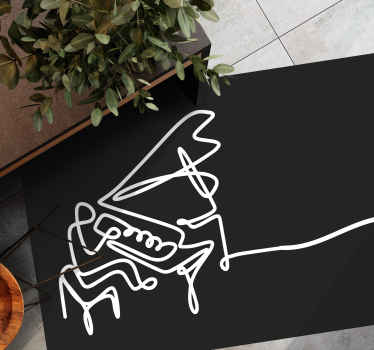 Alfombra vinílica moderna arte lineal de piano - TenVinilo