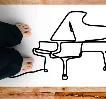 Alfombra vinílica moderna ilustración del contorno del piano - TenVinilo