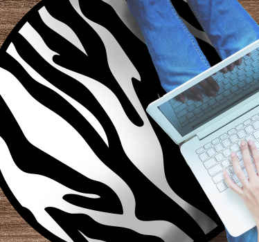 Alfombra vinilo redonda Fondo de estampado de cebra clásico - TenVinilo