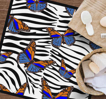 Butterfly Zebra Pattern animal print vinyl rug - TenStickers