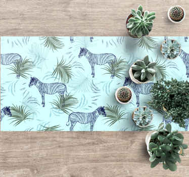 Zebra Patterned Leaves animal print vinyl rug - TenStickers