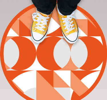 Turuncu retro desenler geometrik pvc halı - TenStickers