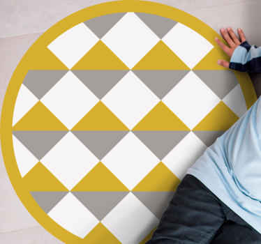 Alfombra vinílica geométrica círculo con patrón de diamante - TenVinilo