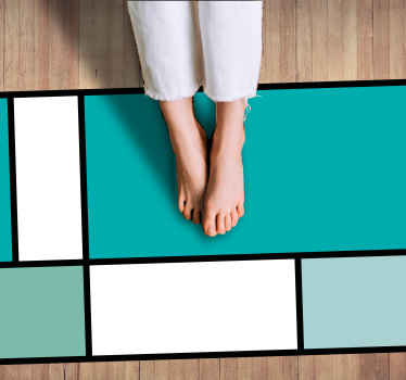 Alfombra vinilo rectangular Bloques de color verde cuadrado - TenVinilo