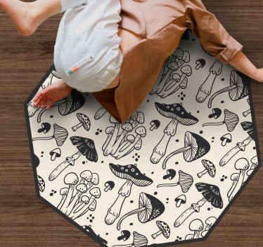 Sorte svampe mønster natur vinyl tæppe - TenStickers