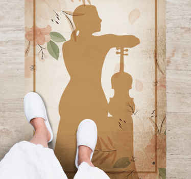 Fiolinist silhuett sittende tilbake vinyl teppe moderne - Tenstickers