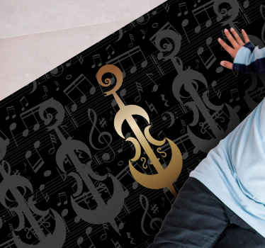 Alfombra vinílica evento patrones de notas musicales - TenVinilo