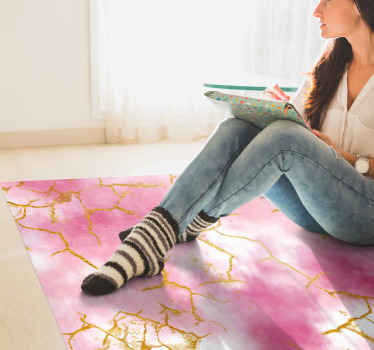 Marbled Pink Elegance marble vinyl rug - TenStickers