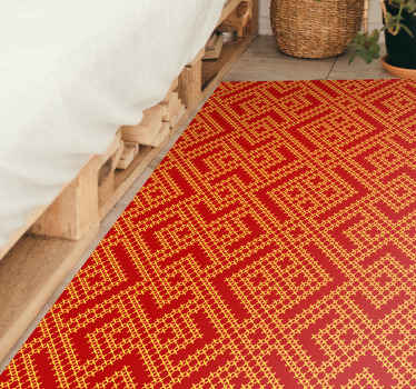 Fabulous red rug with a Slavic ornamental design imprinted on top. Made from very high quality materials. Worldwide delivery.